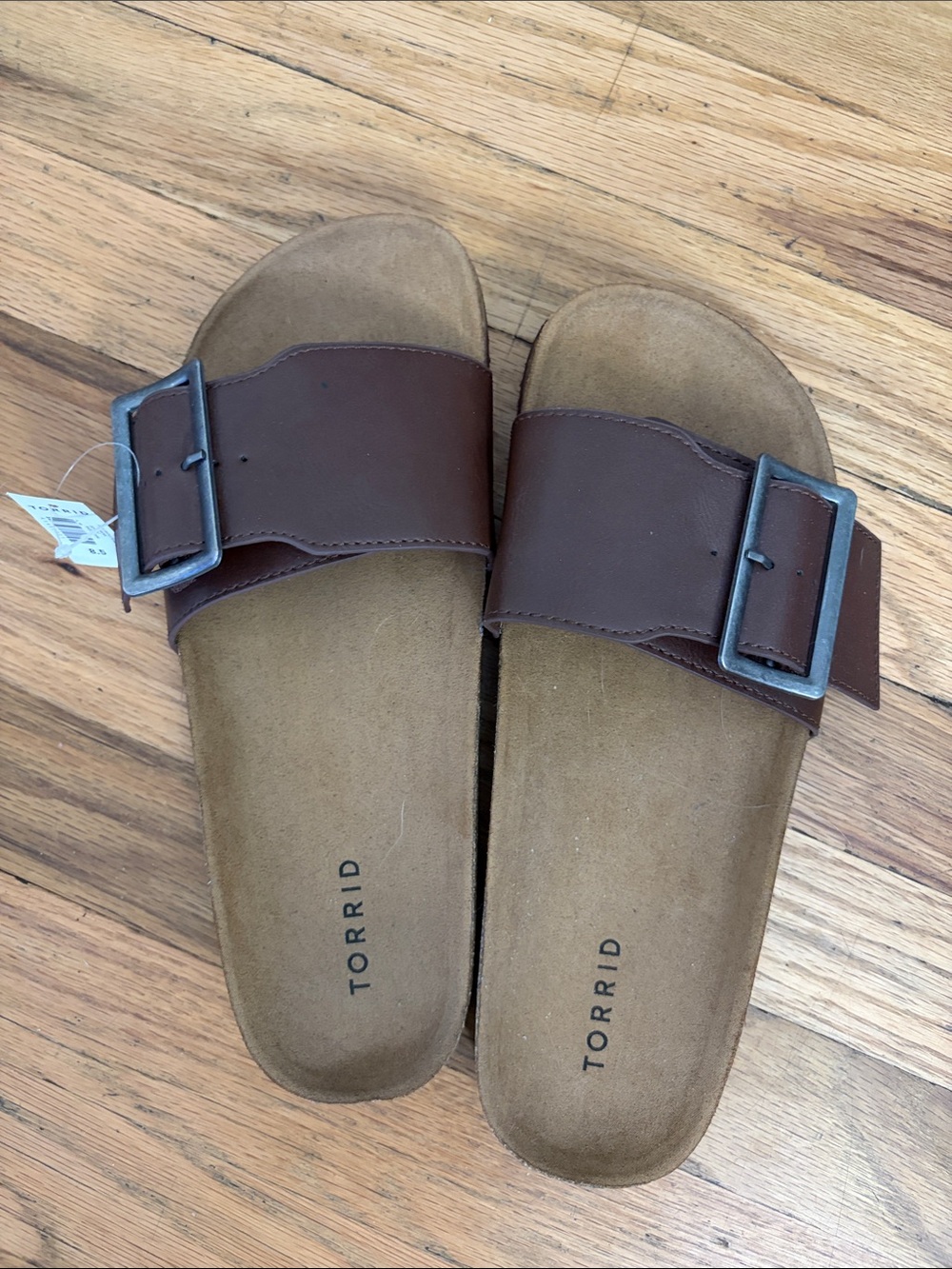 torrid Brown Single-Buckle Slide Sandals